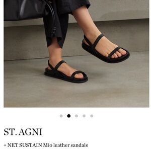 ST AGNI Black Leather Sandals